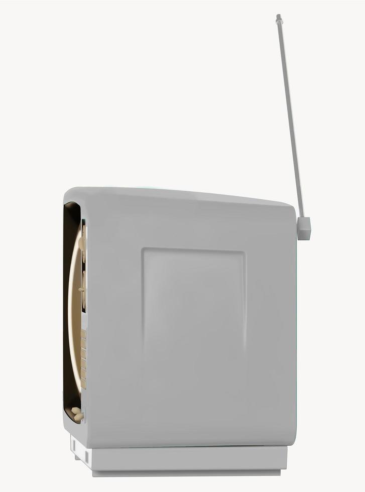 Old vintage orange analog television front view isolated on white background with antenna 3d image photo