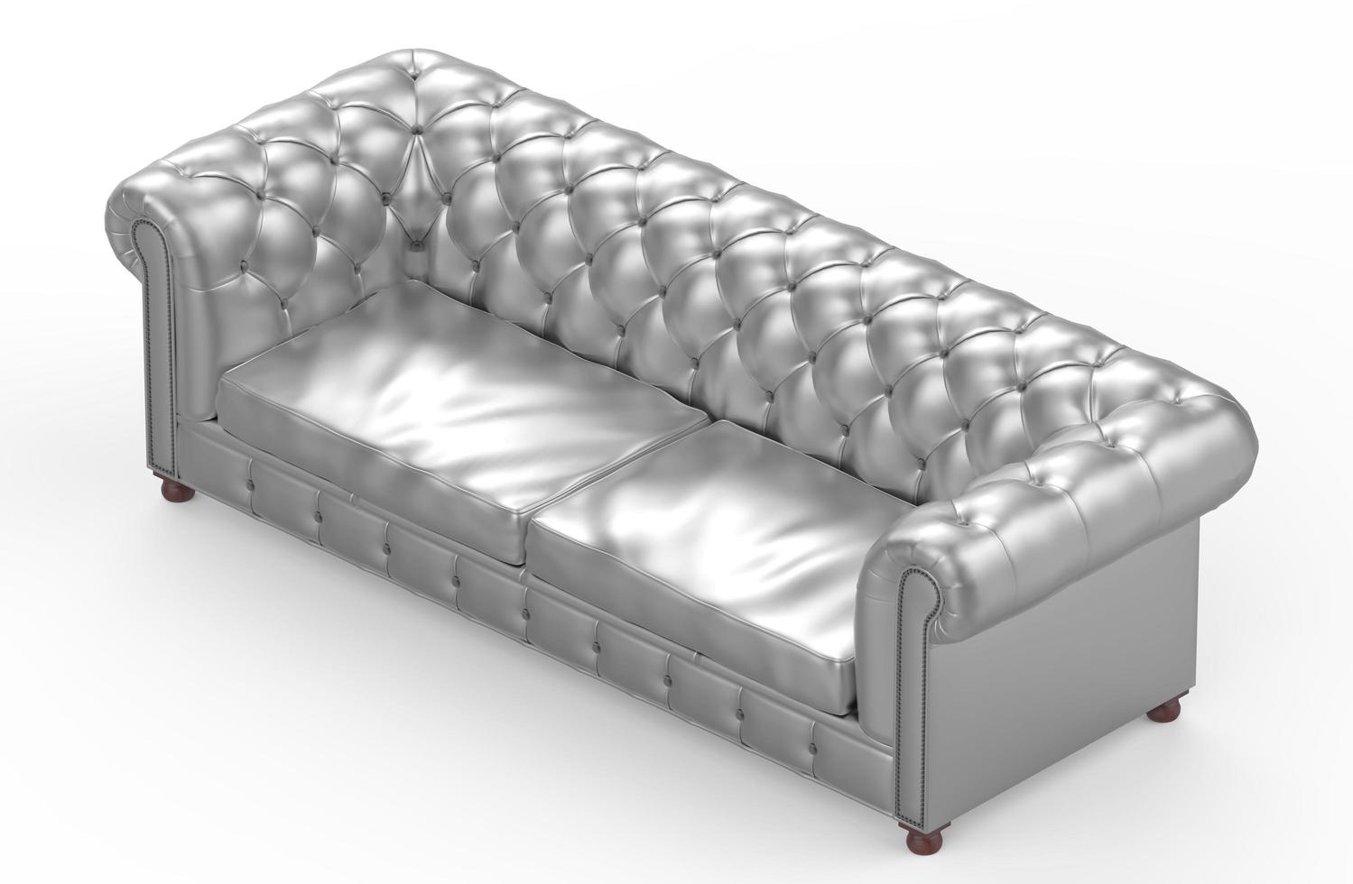Chesterfield sofa silver isolated luxury illustration 3d photo