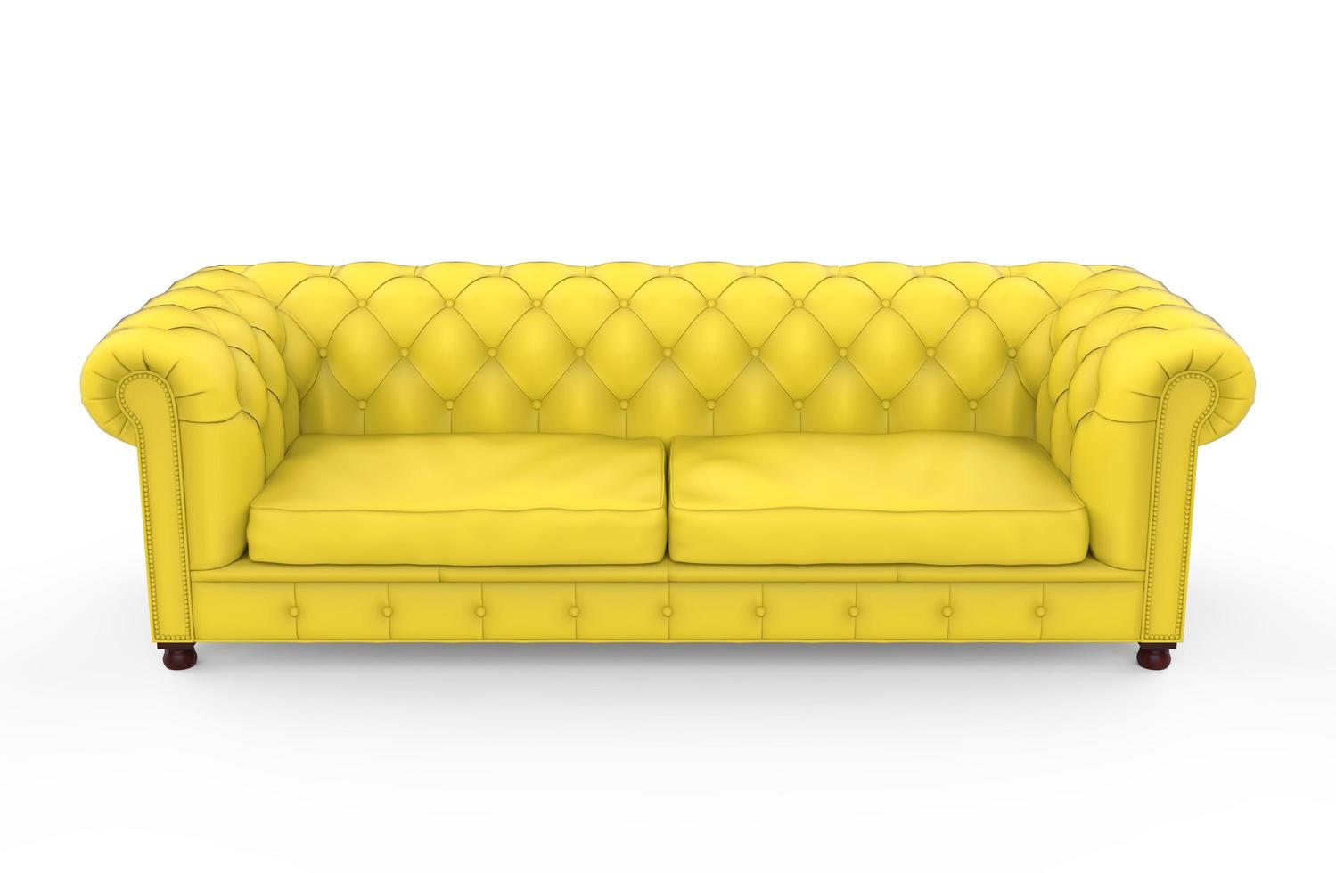 Chesterfield sofa yellow isolated luxury illustration 3d photo