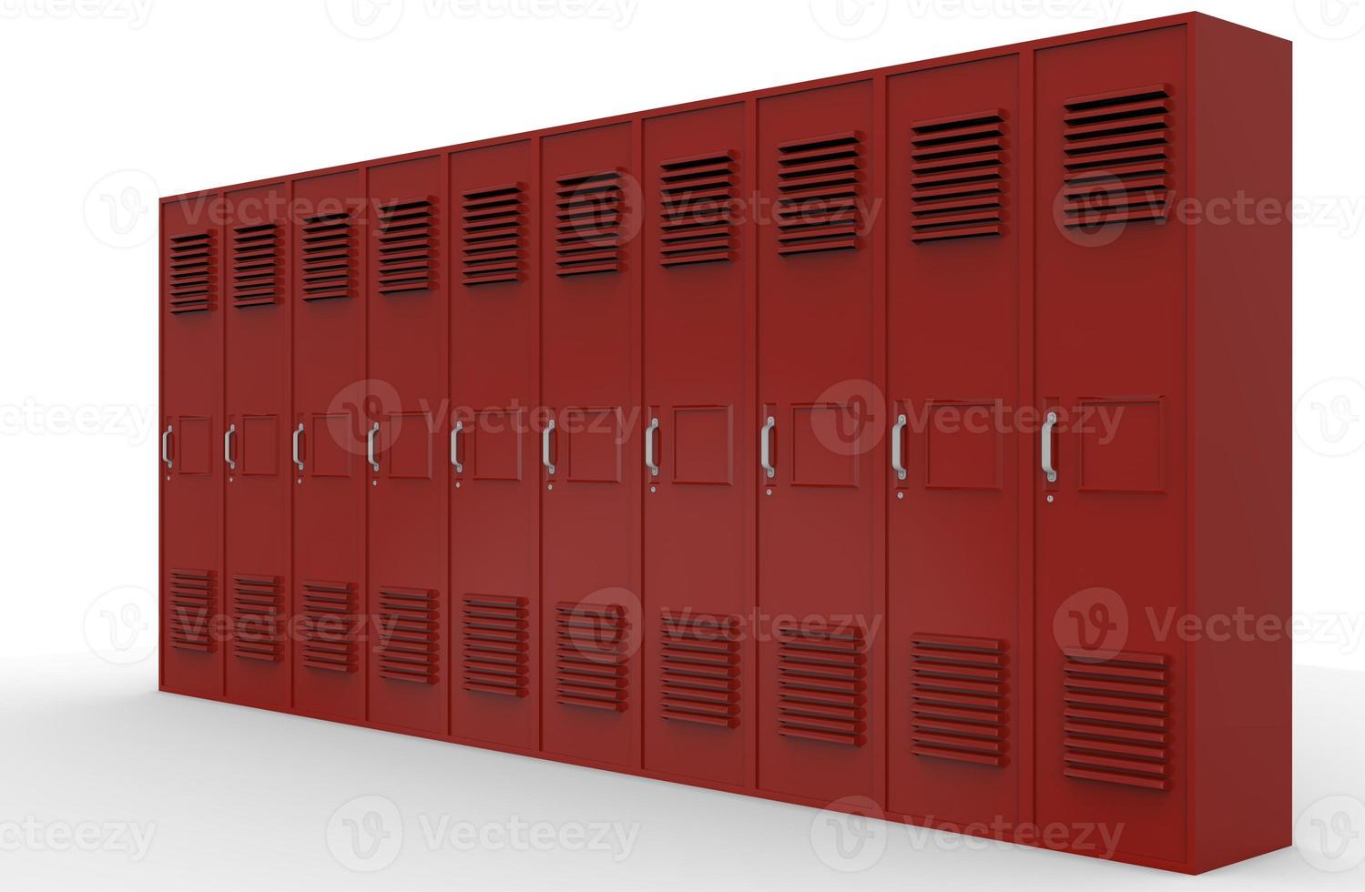 lockers red primary secondary school in a row image 3d illustration photo