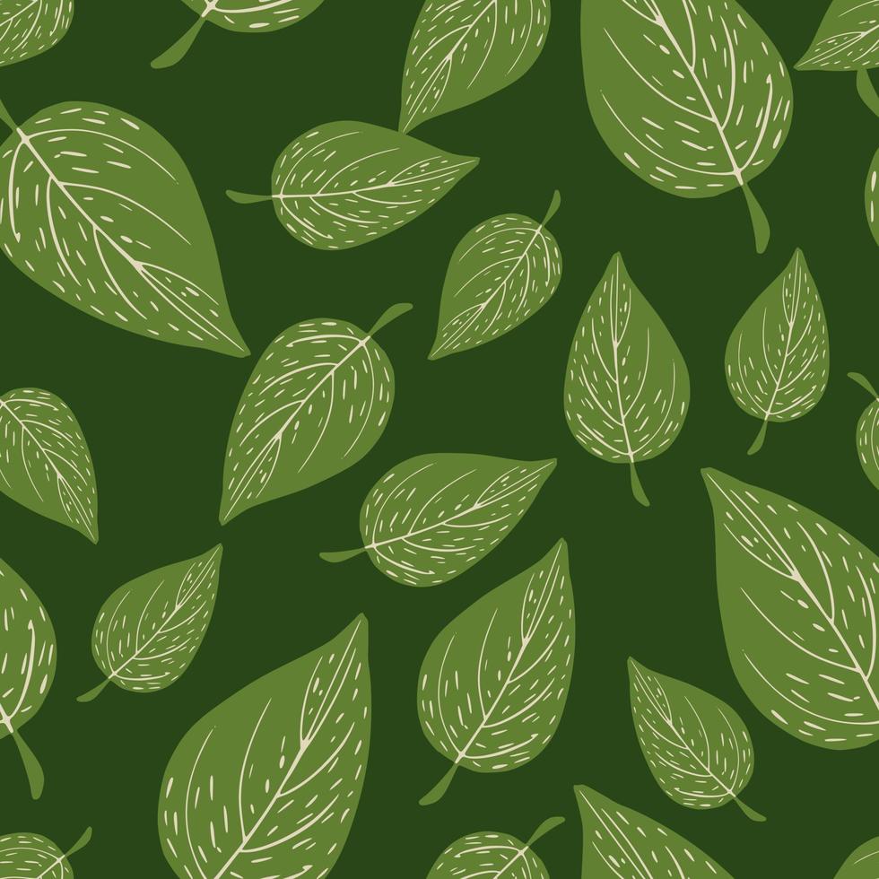 Spring nature seamless pattern with random green leaf silhouettes. Botanic backdrop. vector