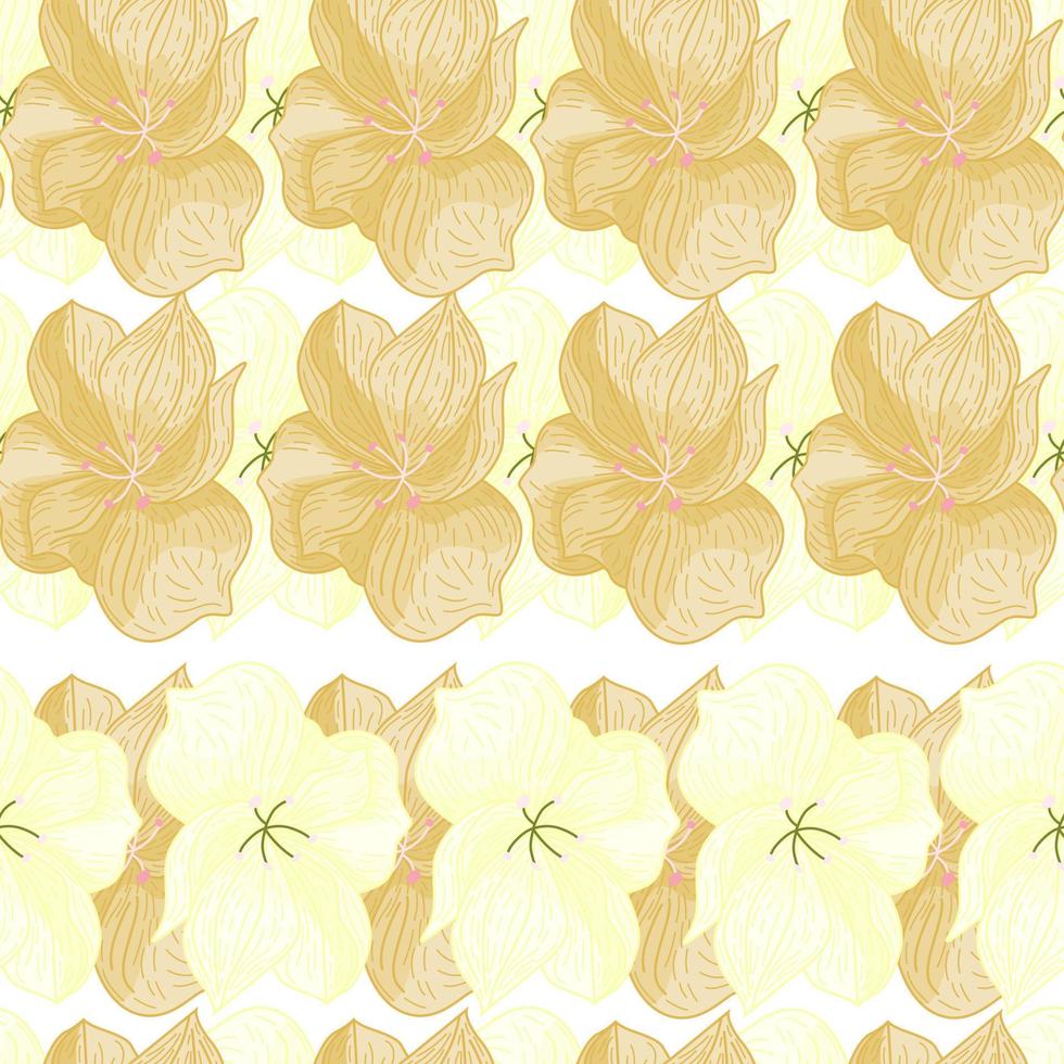 Autumn tones orchid flowers shapes seamless pattern. Isolated style. Vintage botanic artwork. vector