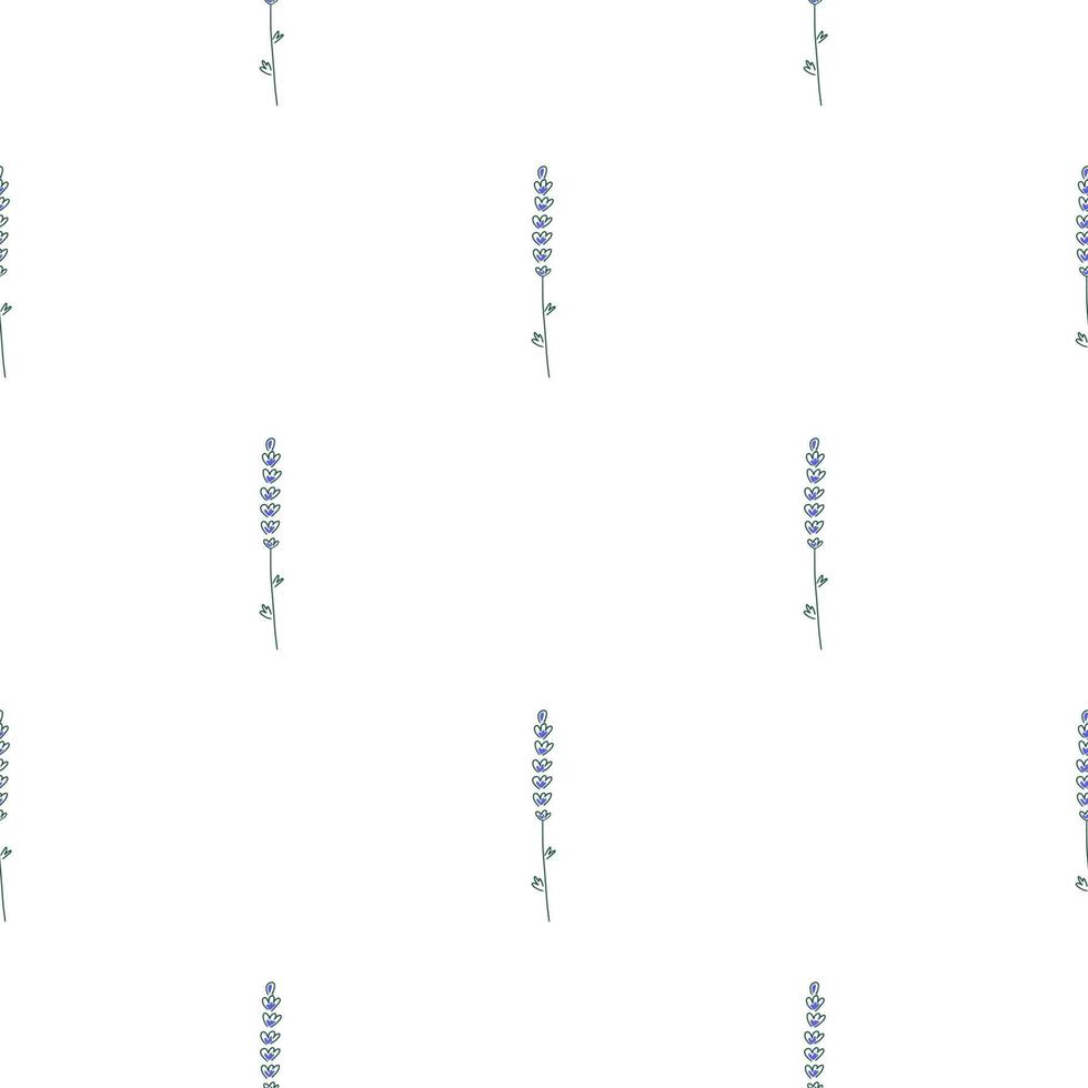 Isolated seamless pattern with lavender doodle vintage shapes. White background. Purple ornament. vector