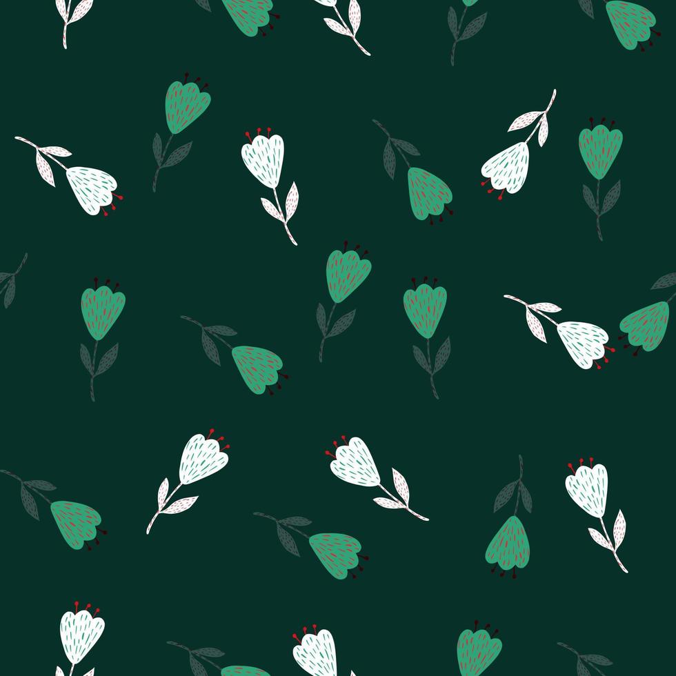 Flower cute seamless pattern. Hand drawn field background. vector