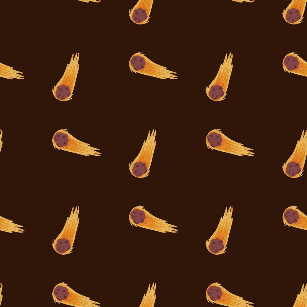 Meteor shower seamless pattern. Hand drawn comets fly background. vector