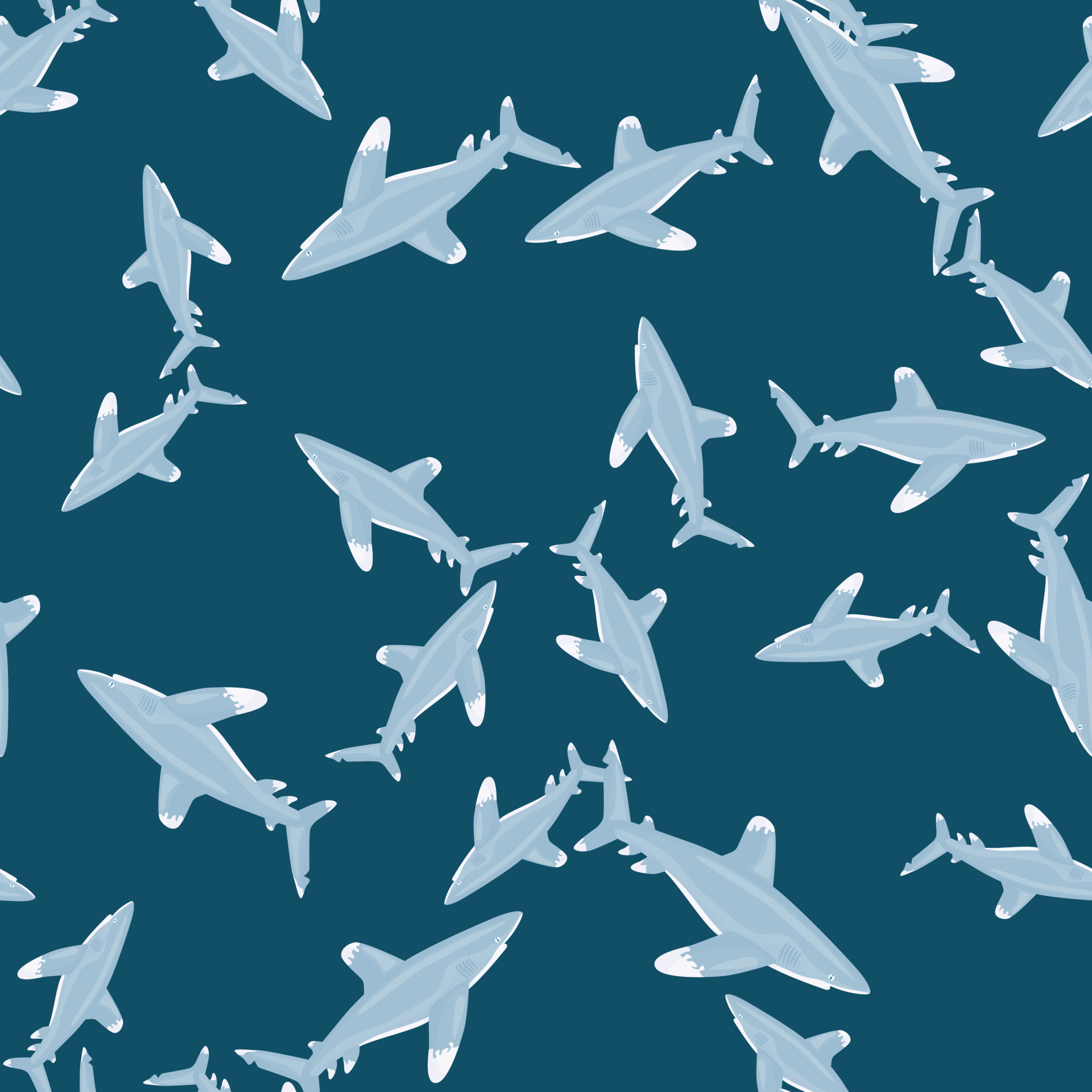 Oceanic whitetip shark seamless pattern in scandinavian style. Marine  animals background. Vector illustration for children funny textile. 5687102  Vector Art at Vecteezy