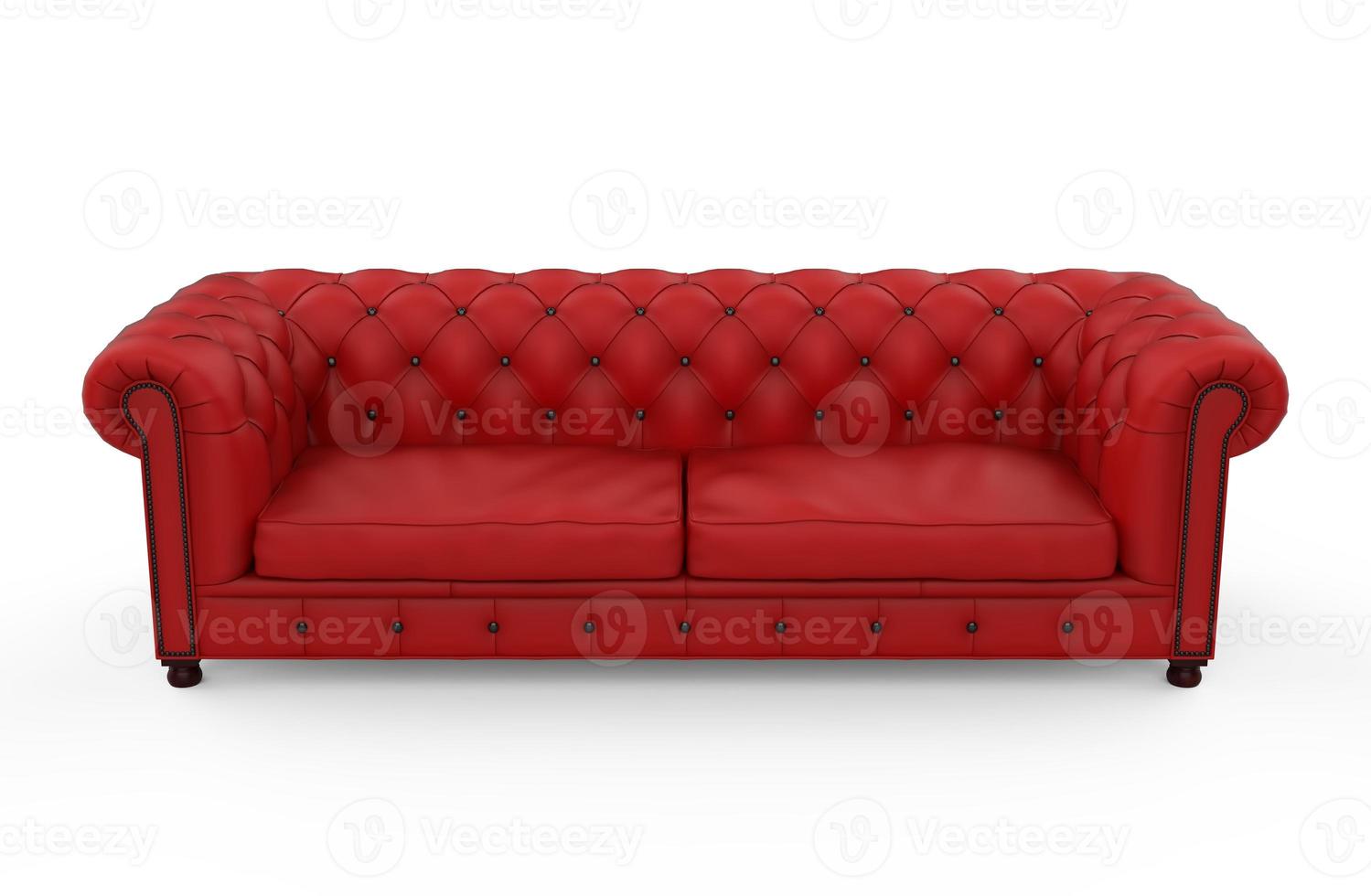 Chesterfield sofa red isolated luxury illustration 3d photo