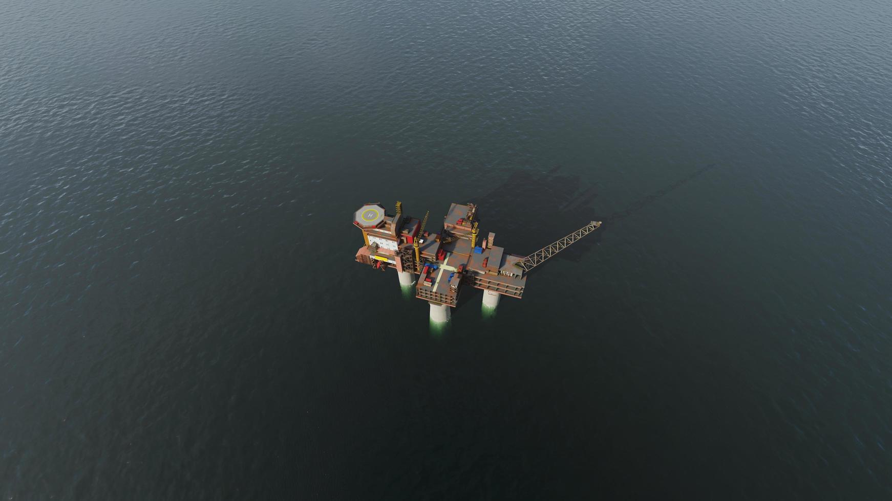 Oil and gas refinery in the ocean sea energy illustration 3d photo