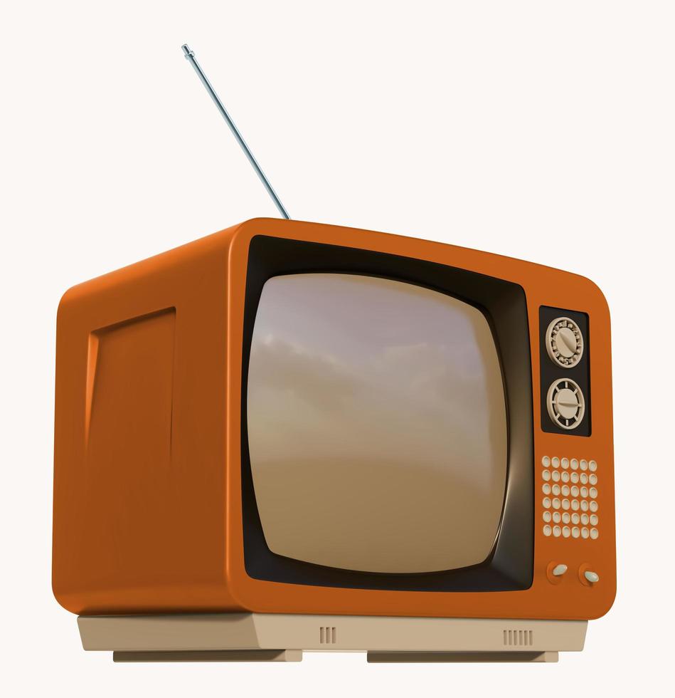Television old vintage analog view isolated white background antenna illustration 3-D image photo