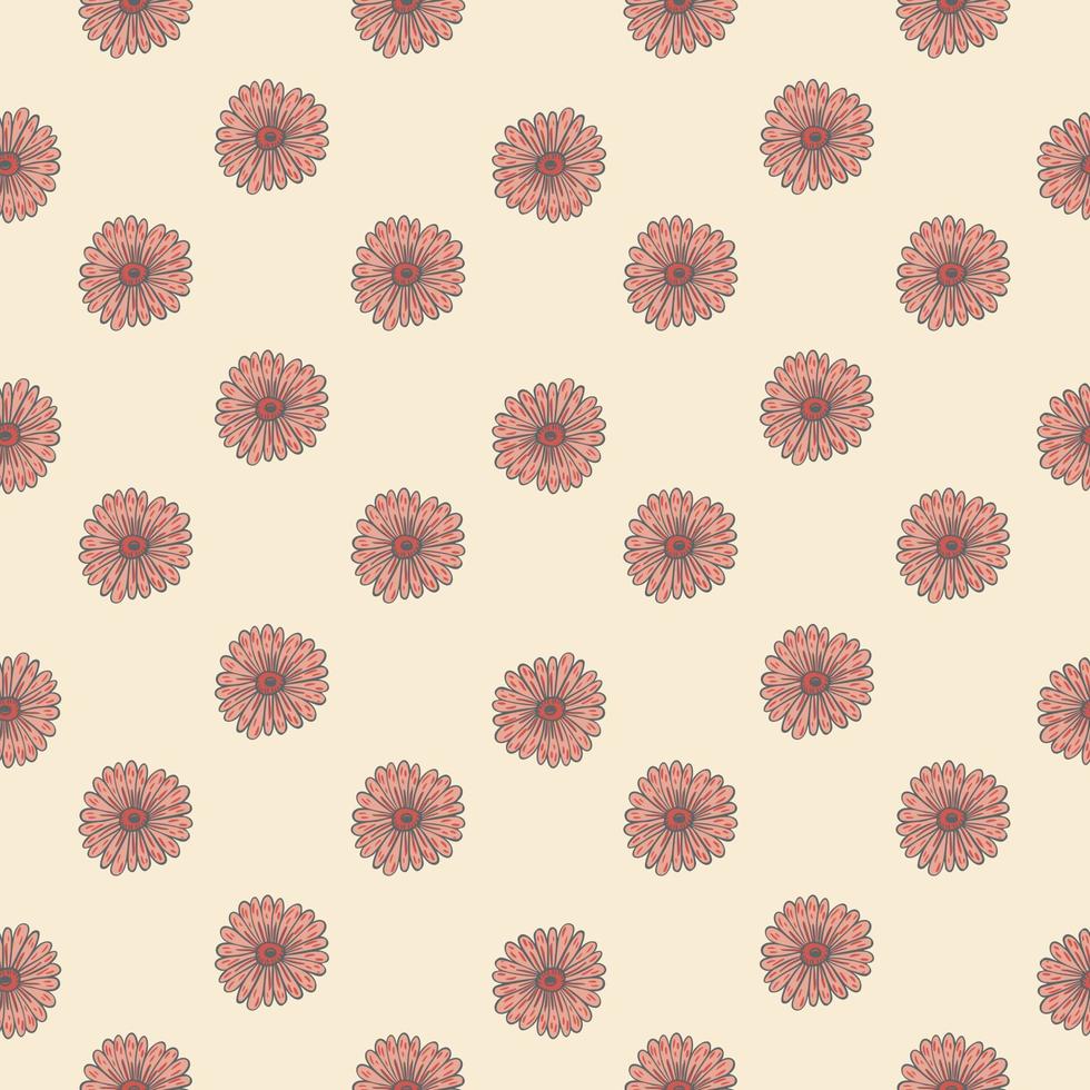 Little sunflower pink shapes seamless pattern in creative bloom style. Isolated nature backdrop. vector