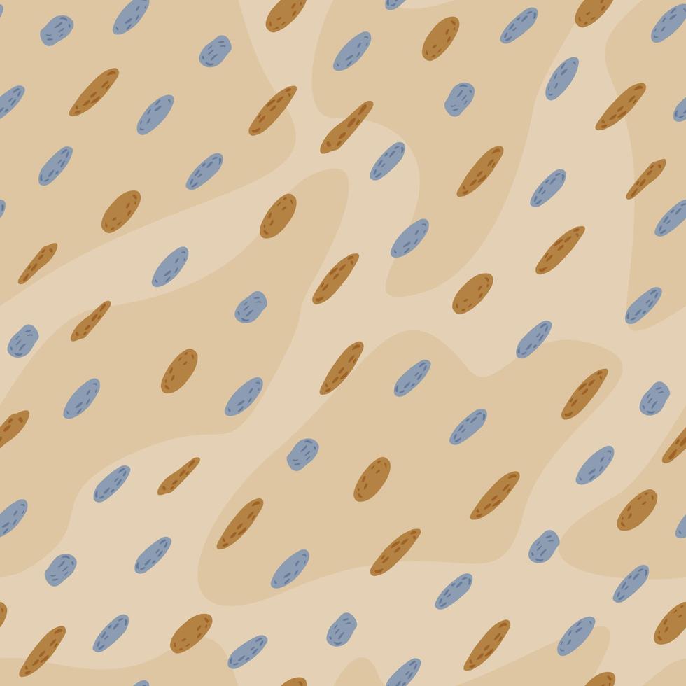 Seamless pattern pebble on brown wiht stains background. Beautiful texture gravel for fabric design. vector