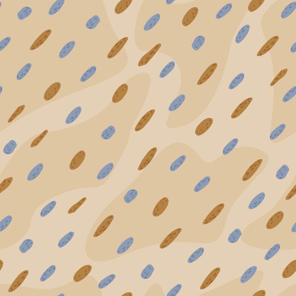 Seamless pattern pebble on brown wiht stains background. Beautiful texture gravel for fabric design. vector