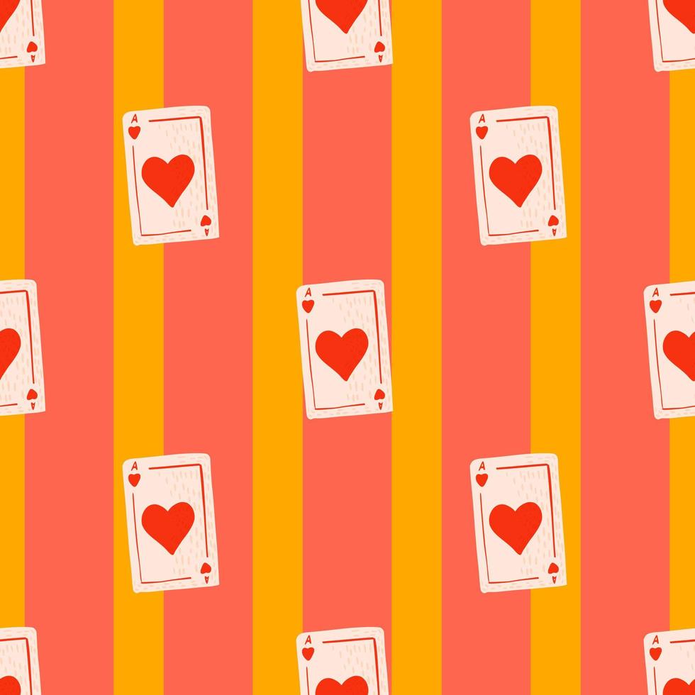 Game cards seamless pattern. Design gambling. Repeated texture in doodle style. vector