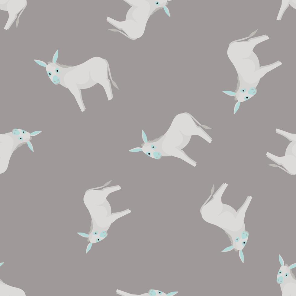 Seamless pattern of donkey. Domestic animals on colorful background. Vector illustration for textile.