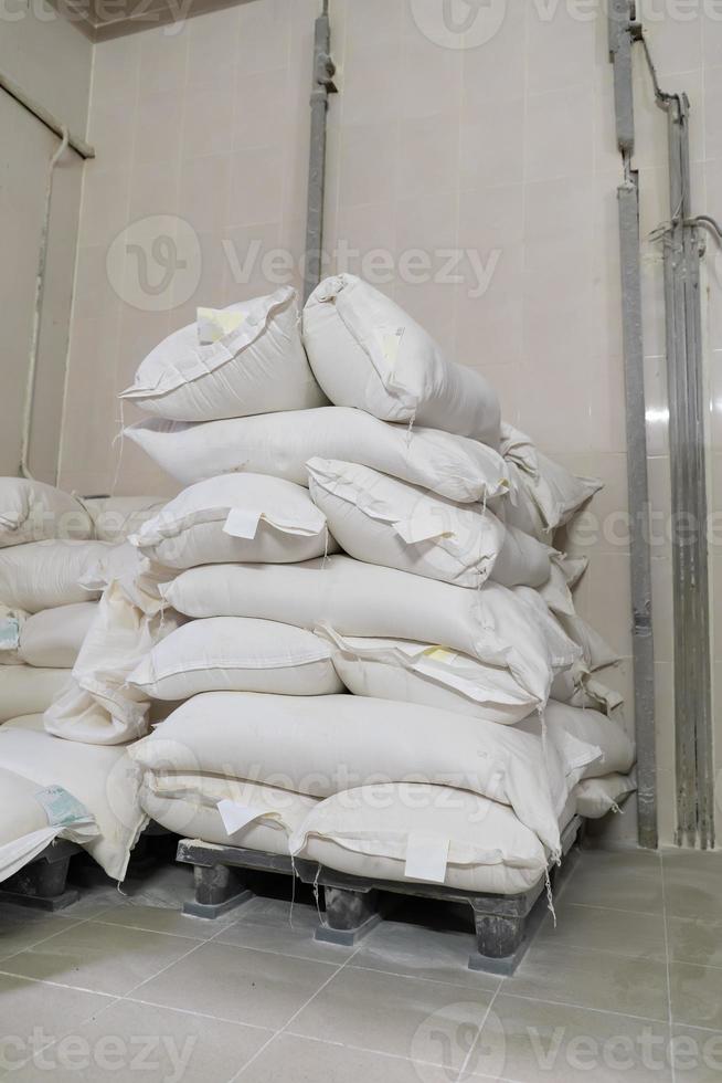 bags of flour are in the bakery warehouse photo