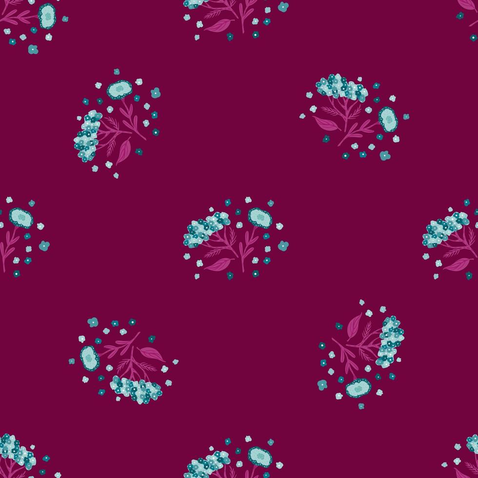 Minimalistic style seamless bright pattern with doodle yarrow shapes. Pink background. vector