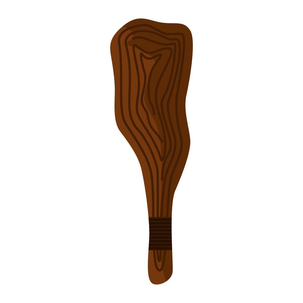 Truncheon of stone age on white background.Bludgeon from wood in flat style. vector