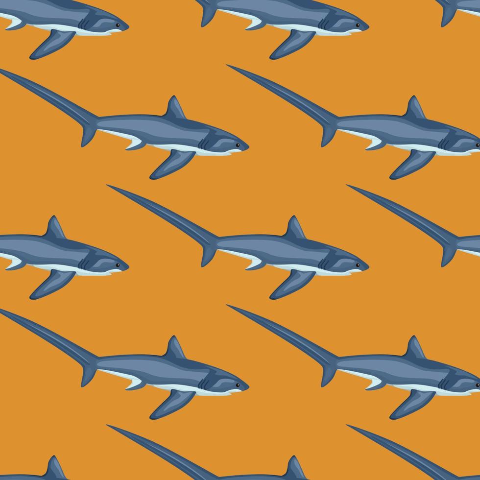 Thresher shark seamless pattern in scandinavian style. Marine animals background. Vector illustration for children funny textile.