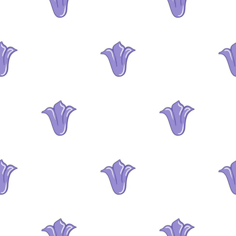 Isolated seamless pattern with botanic purple tulip buds ornament. White background. Doodle print. vector