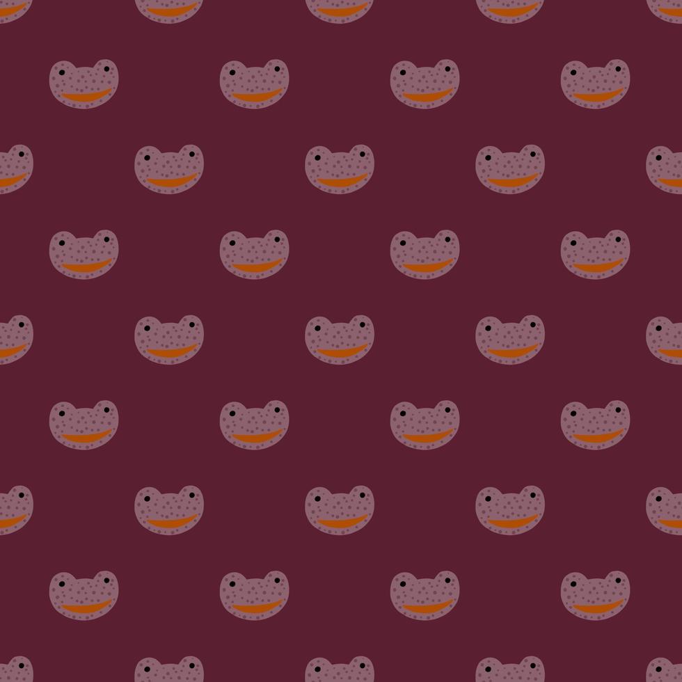 Frog pattern seamless in freehand style. Head predator on colorful background. Vector illustration for textile.