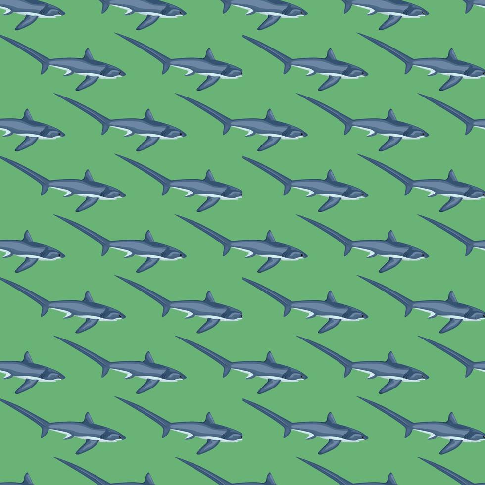 Thresher shark seamless pattern in scandinavian style. Marine animals background. Vector illustration for children funny textile.