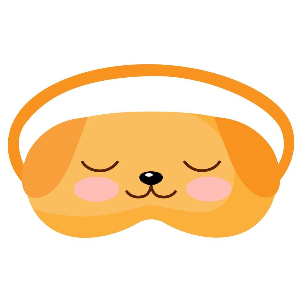 Children sleep mask dog on white background. Face mask for sleeping human isolated in flat style vector