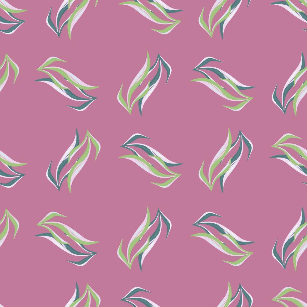 Seamless pattern seaweed on pink background. Marine flora templates for fabric. vector