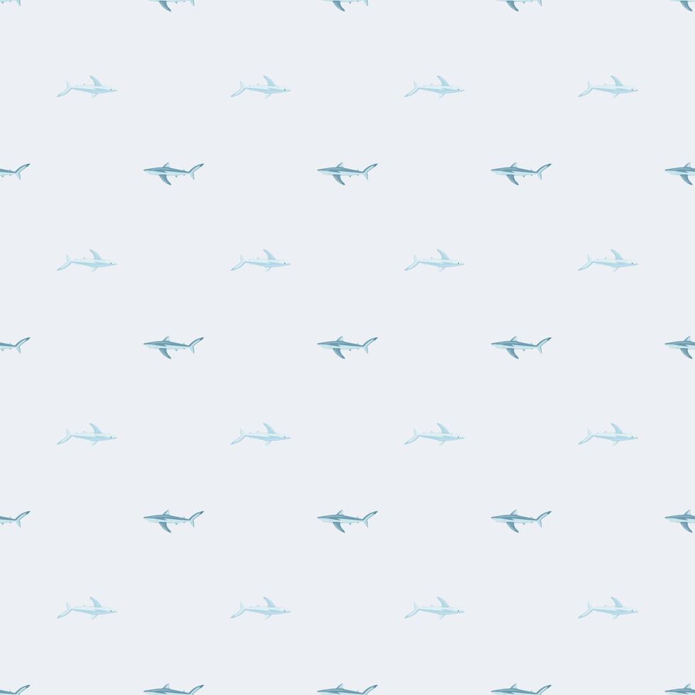 Seamless pattern Blue shark on light background. Texture of marine fish for any purpose. vector