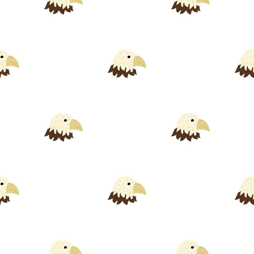 patrón de águila sin costuras en estilo a mano alzada. depredador de cabeza sobre fondo colorido. ilustración vectorial para textiles. vector