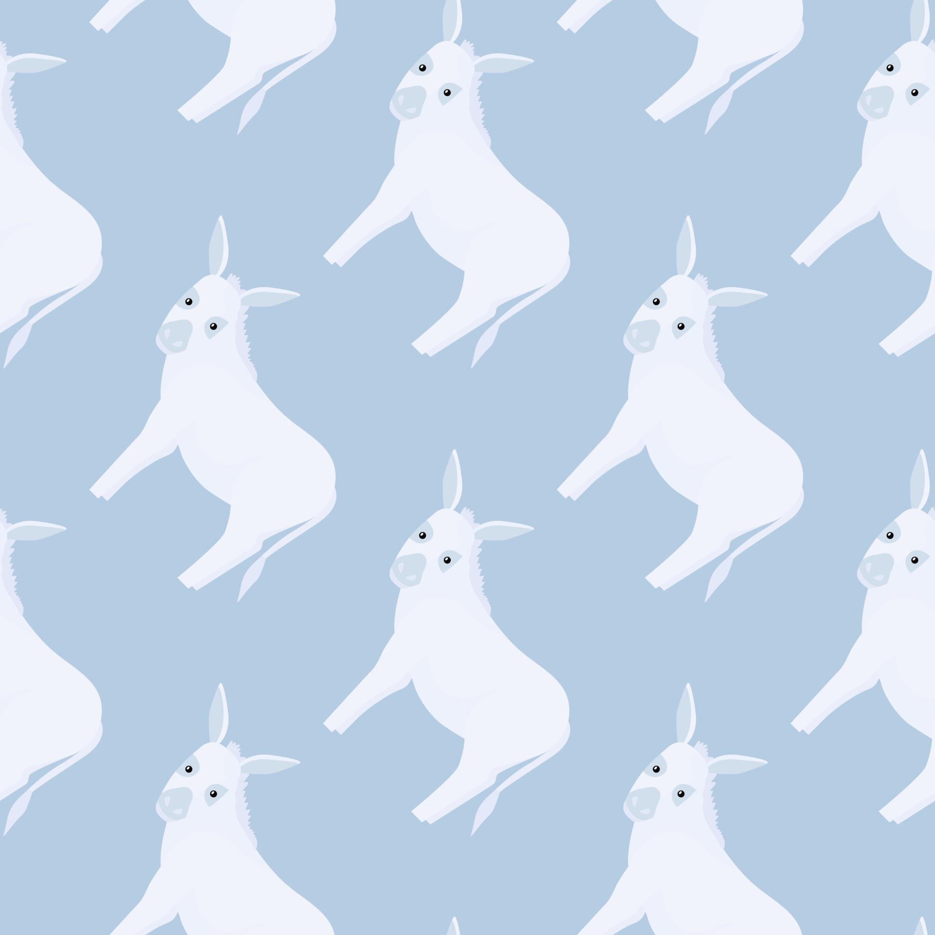 Seamless pattern of donkey. Domestic animals on colorful background