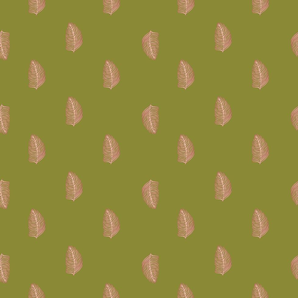 Organic palm leaf seamless pattern with hand drawn foliage print. Simple color background. Vector illustration for seasonal textile.