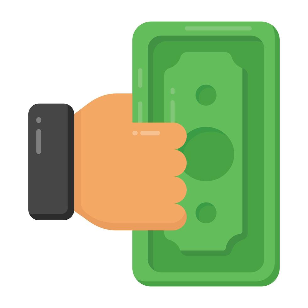 A flat vector denoting giving money, bribery flat icon