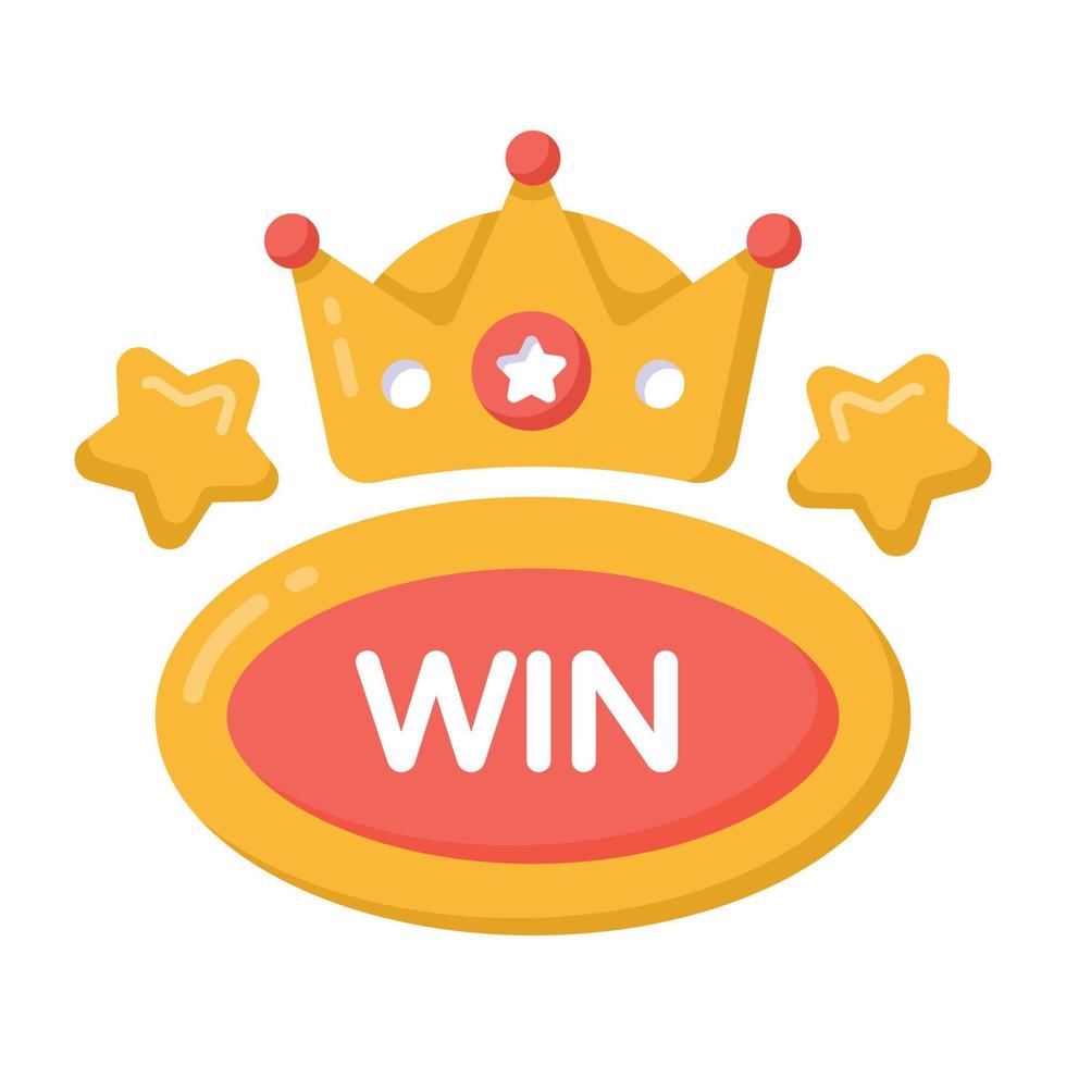 A flat vector icon design of a winner crown