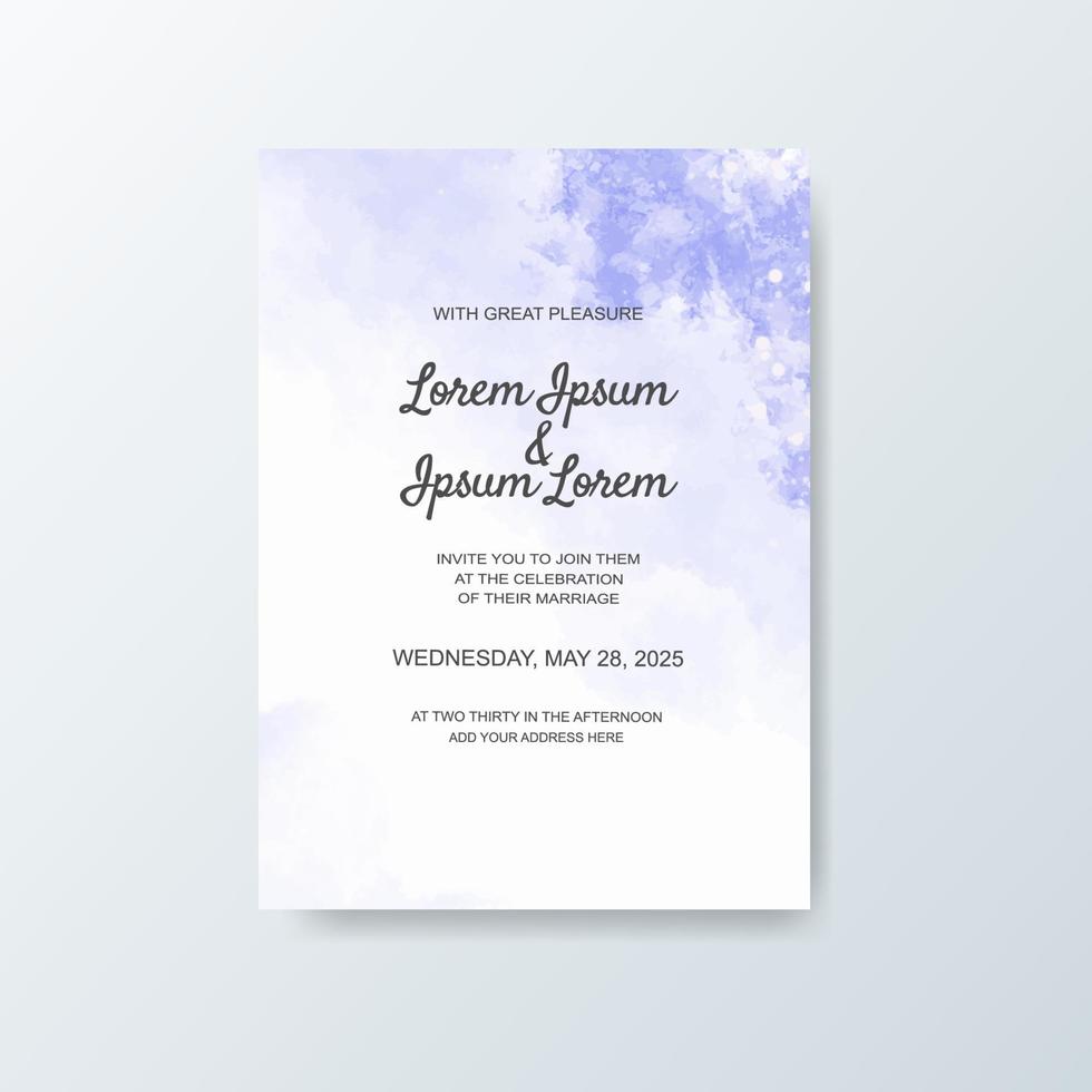 Wedding invitation with abstract watercolor background vector