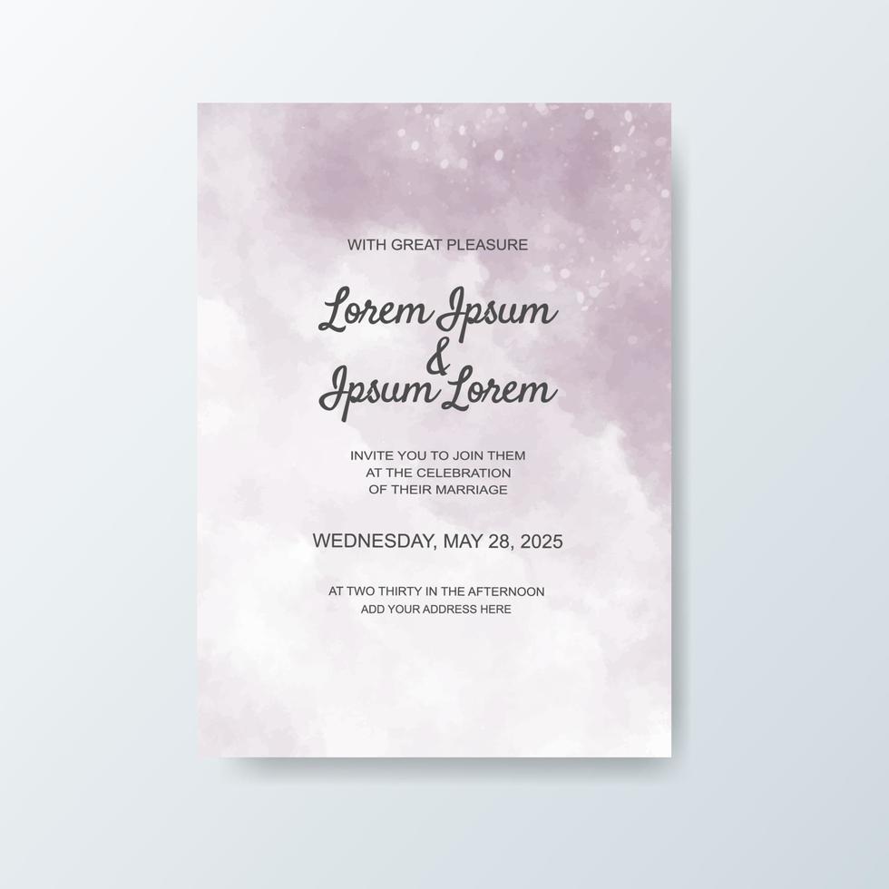 Wedding invitation with abstract watercolor background vector
