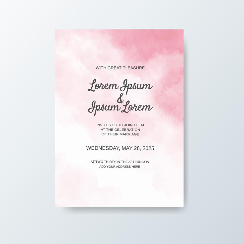 Wedding invitation with abstract watercolor background vector
