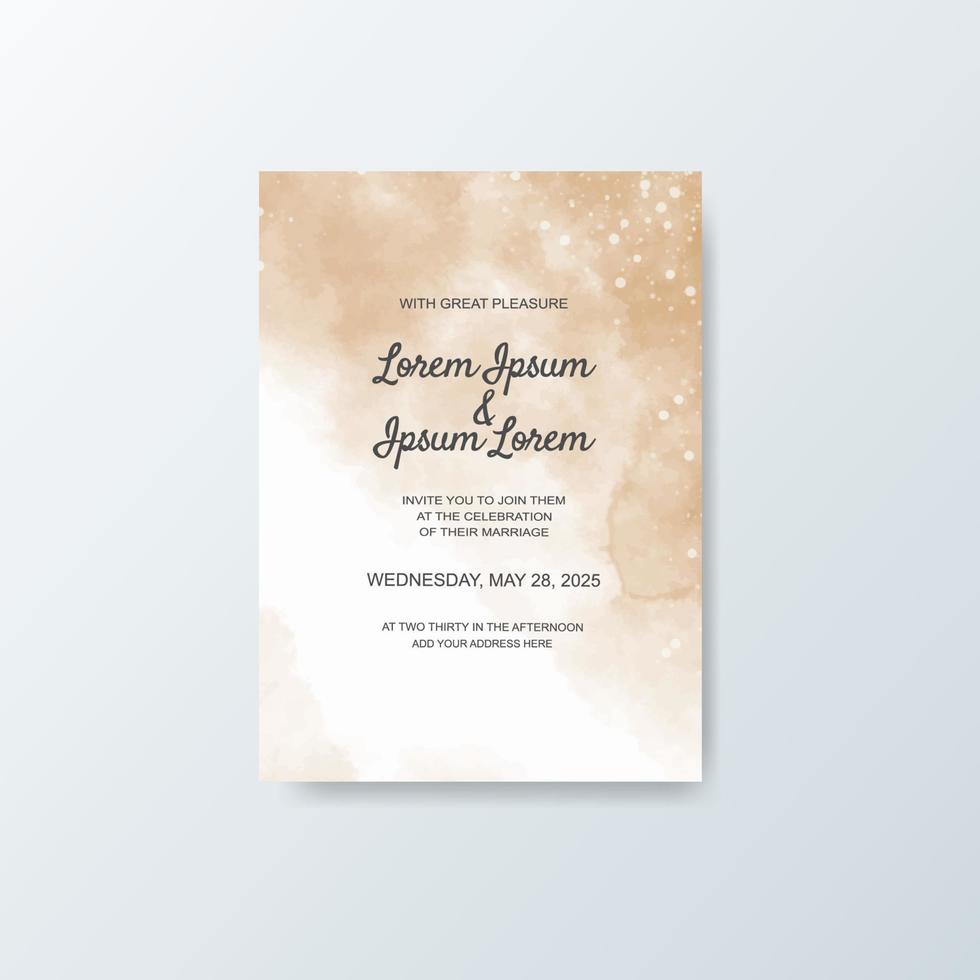 Wedding invitation with abstract watercolor background vector