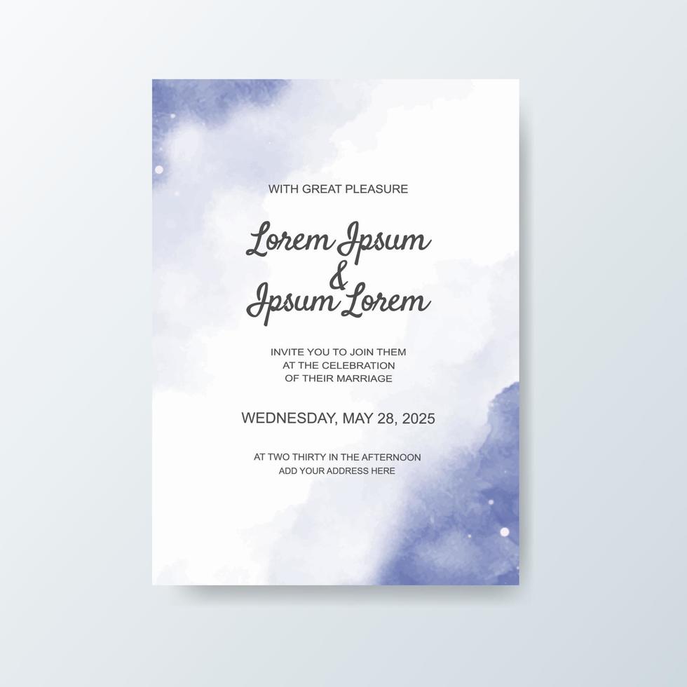 Wedding invitation with abstract watercolor background vector