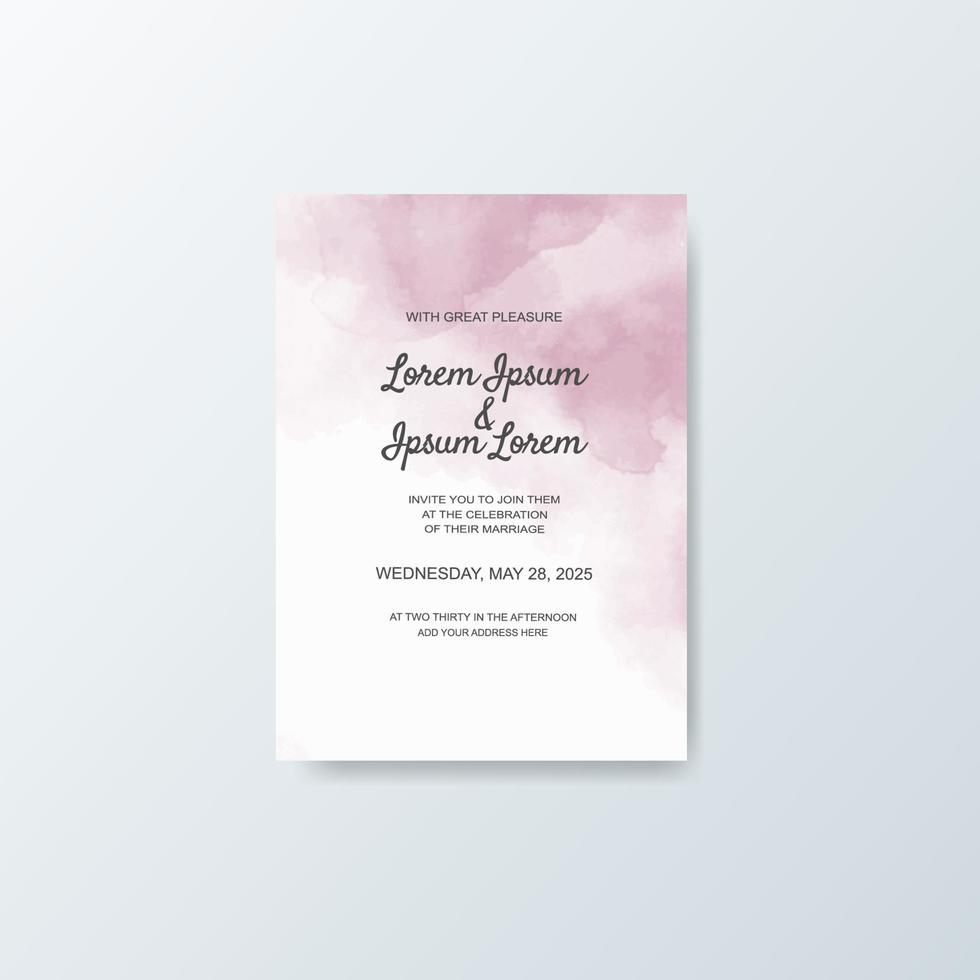 Wedding invitation with abstract watercolor background vector