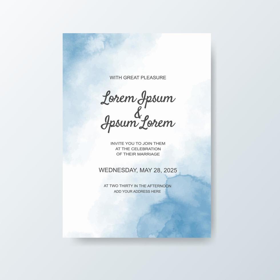 Wedding invitation with abstract watercolor background vector