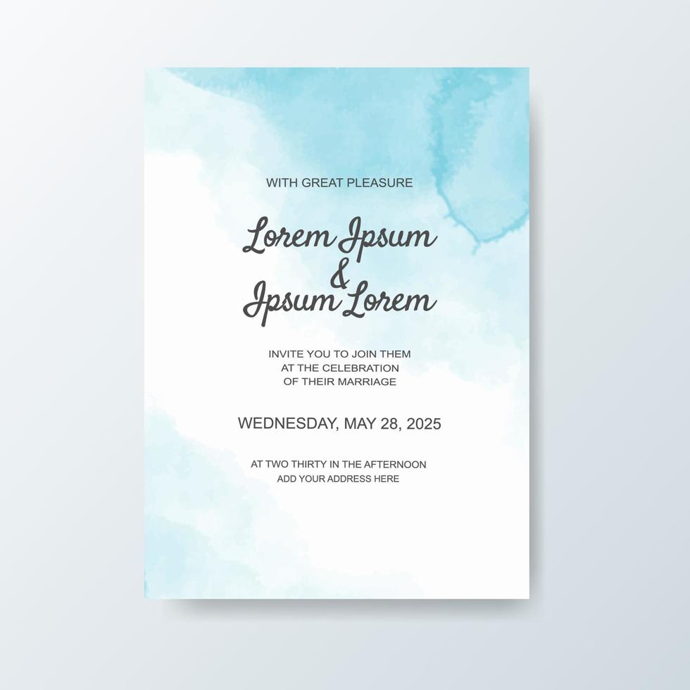 Wedding invitation with abstract watercolor background vector