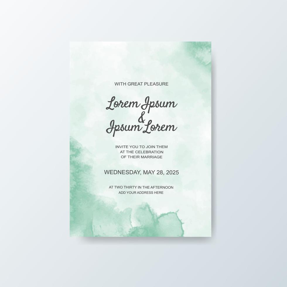 Wedding invitation with abstract watercolor background vector