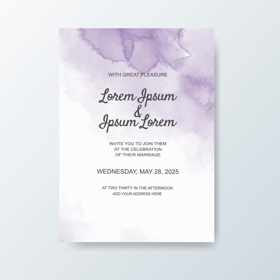 Wedding invitation with abstract watercolor background vector