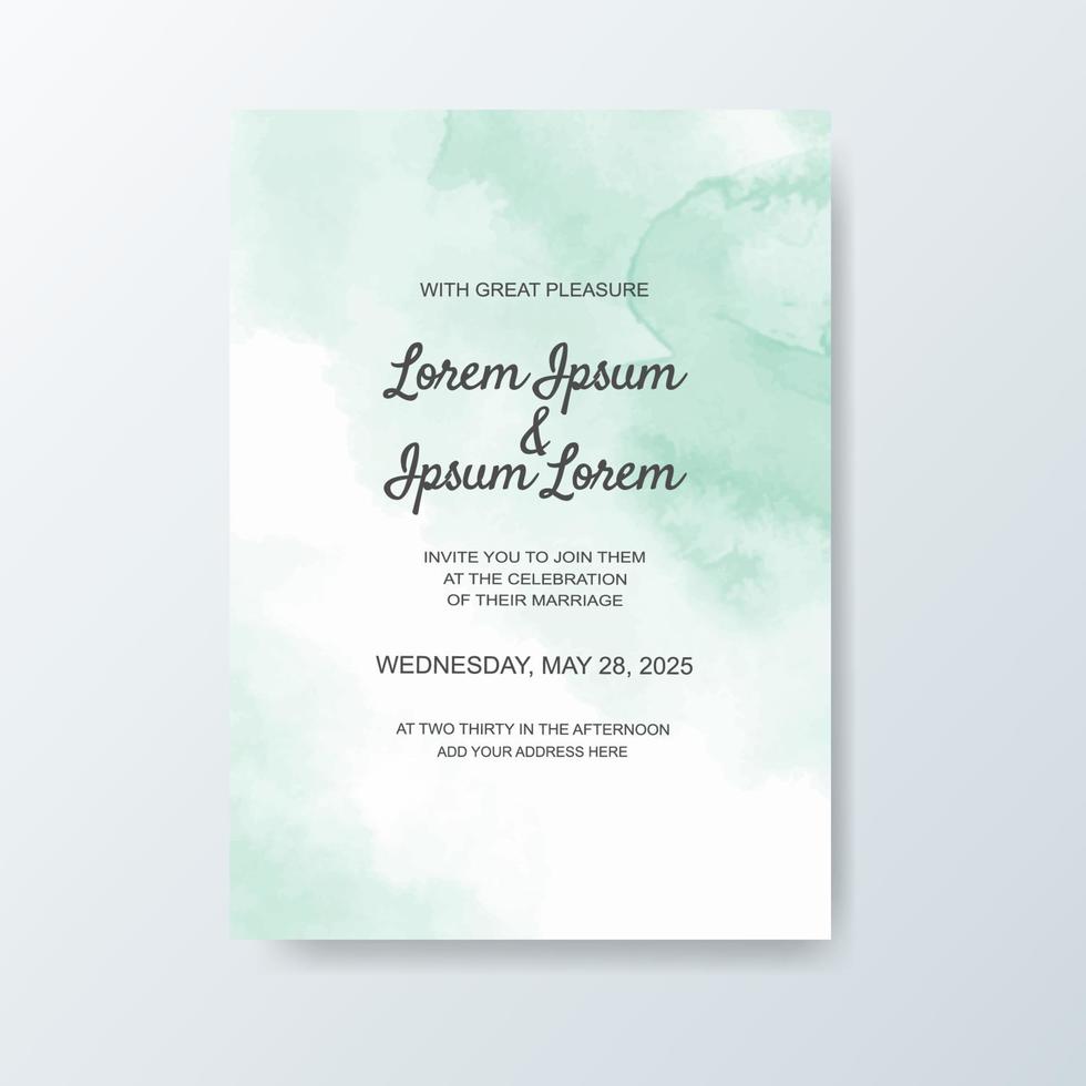 Wedding invitation with abstract watercolor background vector