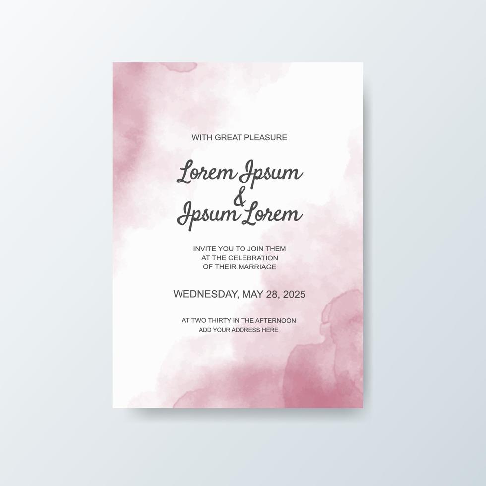 Wedding invitation with abstract watercolor background vector
