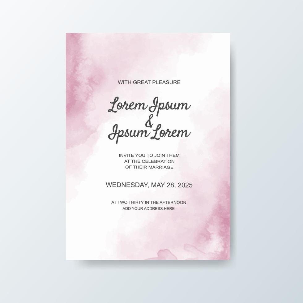 Wedding invitation with abstract watercolor background vector