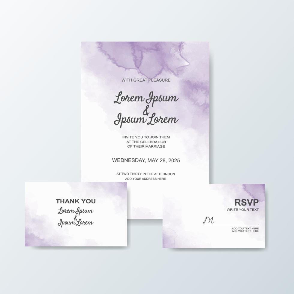 Wedding invitation with abstract watercolor background vector