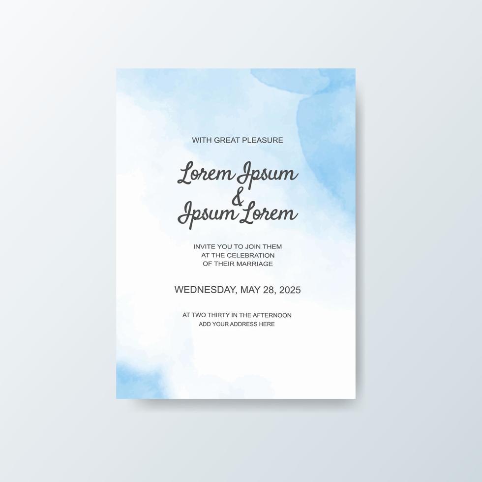 Wedding invitation with abstract watercolor background vector