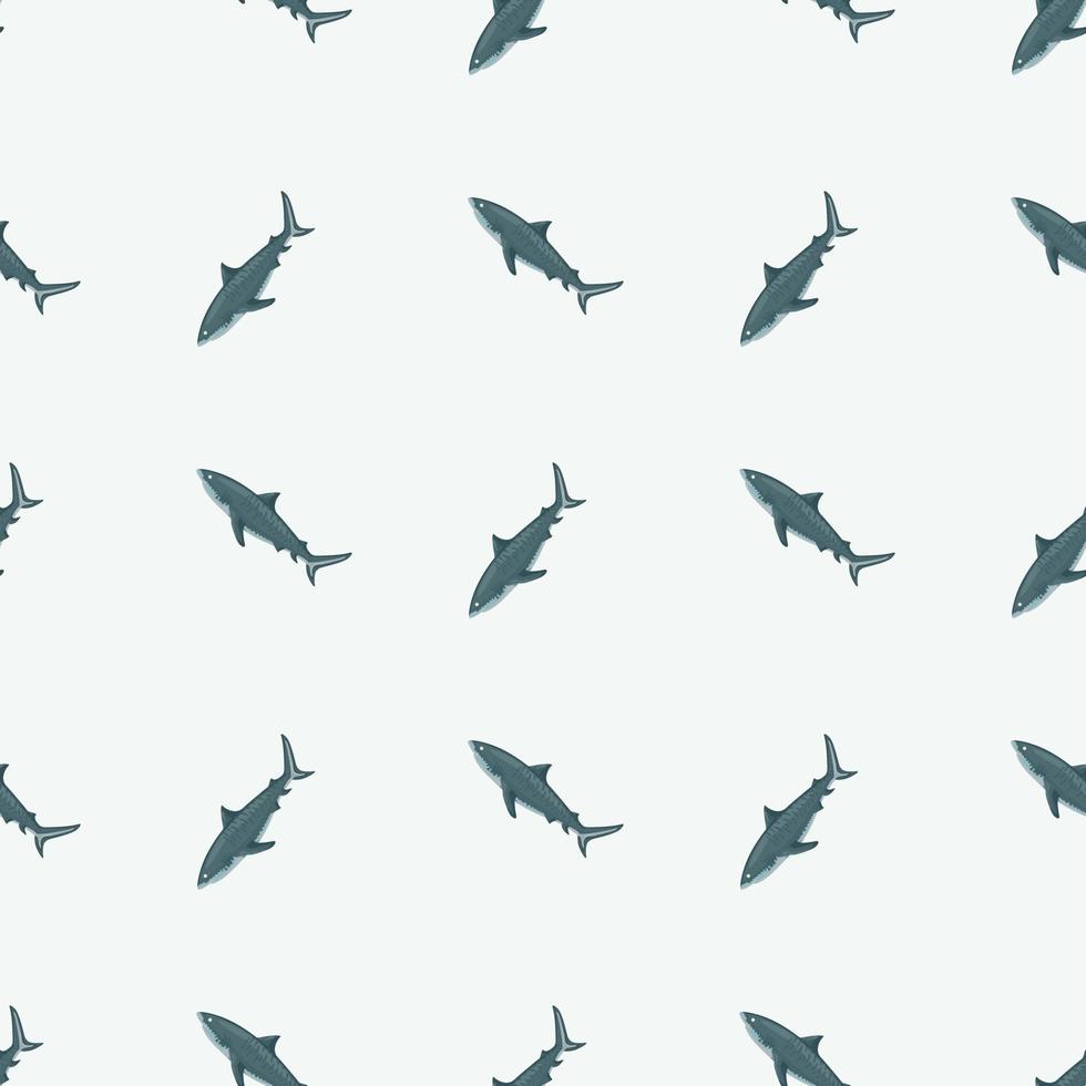 Seamless pattern Tiger shark light background. Green textured of marine fish for any purpose. vector