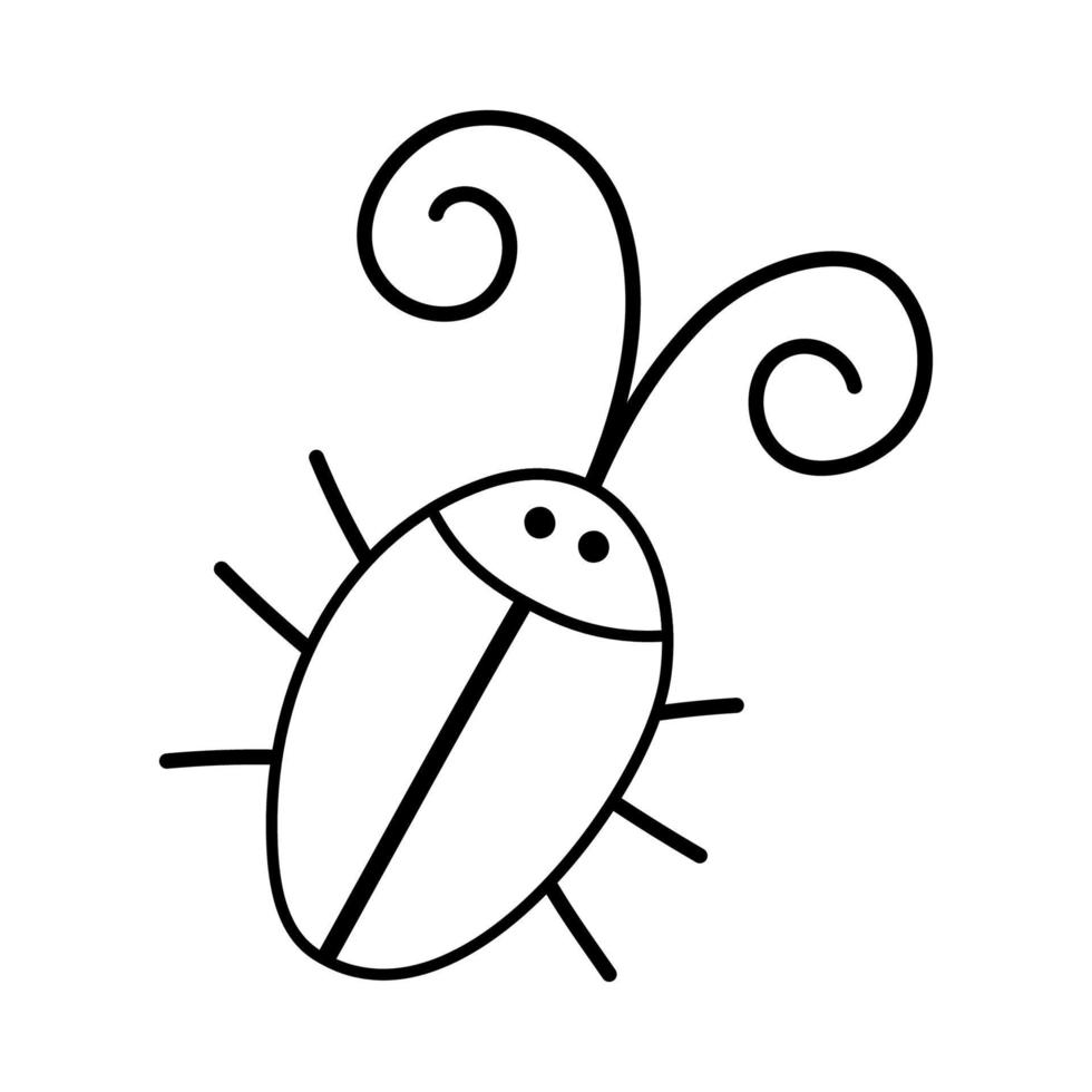 icono de escarabajo blanco y negro vectorial. delinear la página para colorear de insectos de bosque, bosque o jardín. lindo error ilustración para niños aislado sobre fondo blanco vector